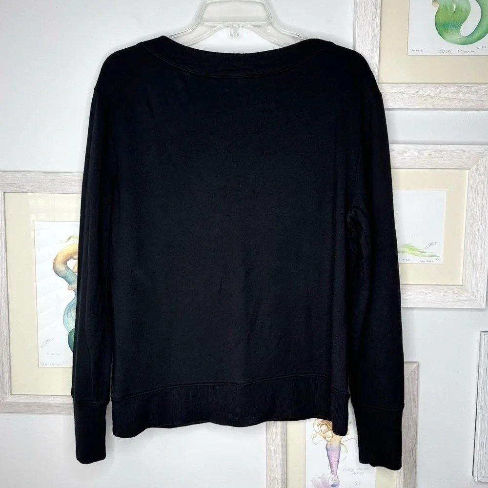Athleta Black Boatneck Shoulder Zip Pullover Sweater Women’s Size Small